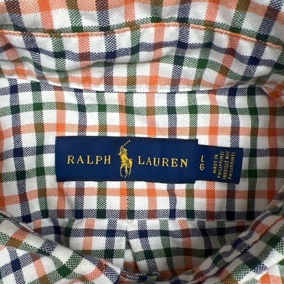 Ralph Lauren Dress Shirt Long Sleeve Button Down Mens Large 100% Cotton Checker - Picture 6 of 11